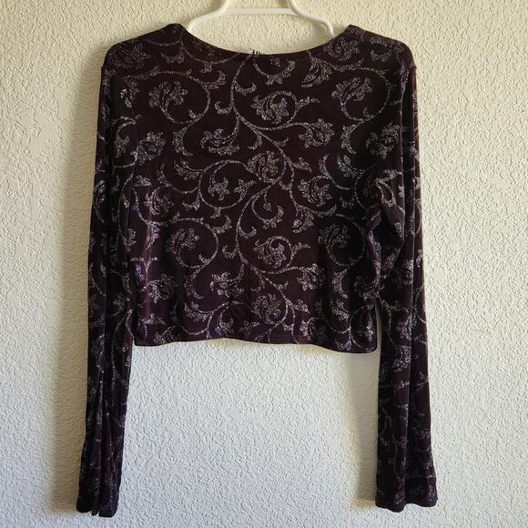 Y2k Jalate Women's Rhinestone Floral Low Cut Cardigan-Lg - Picture 2 of 7